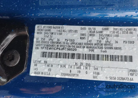 2018 Ford F-150 Xl from USA, damaged, VIN 1FTEW1CP9JFC98520